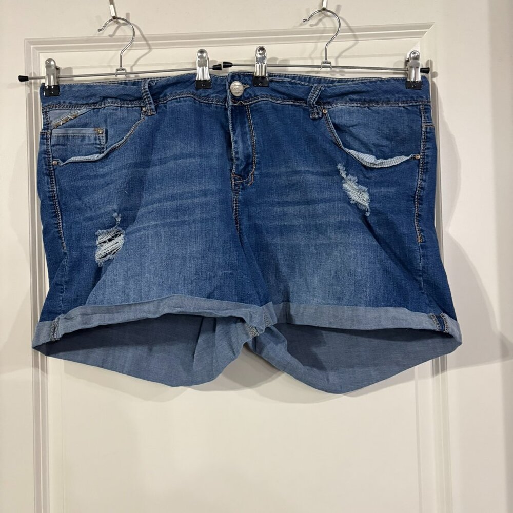 Amethyst Jeans Distressed Denim Shorts Women’s Plus Size 24